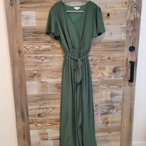 Dark sage green dress